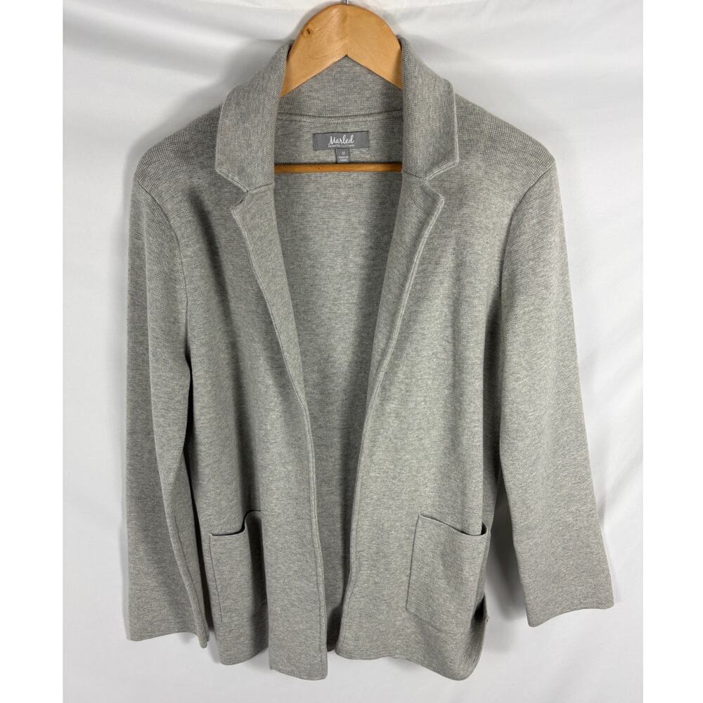 Marled by Reunited Grey Knit Open Front Blazer Size Medium
